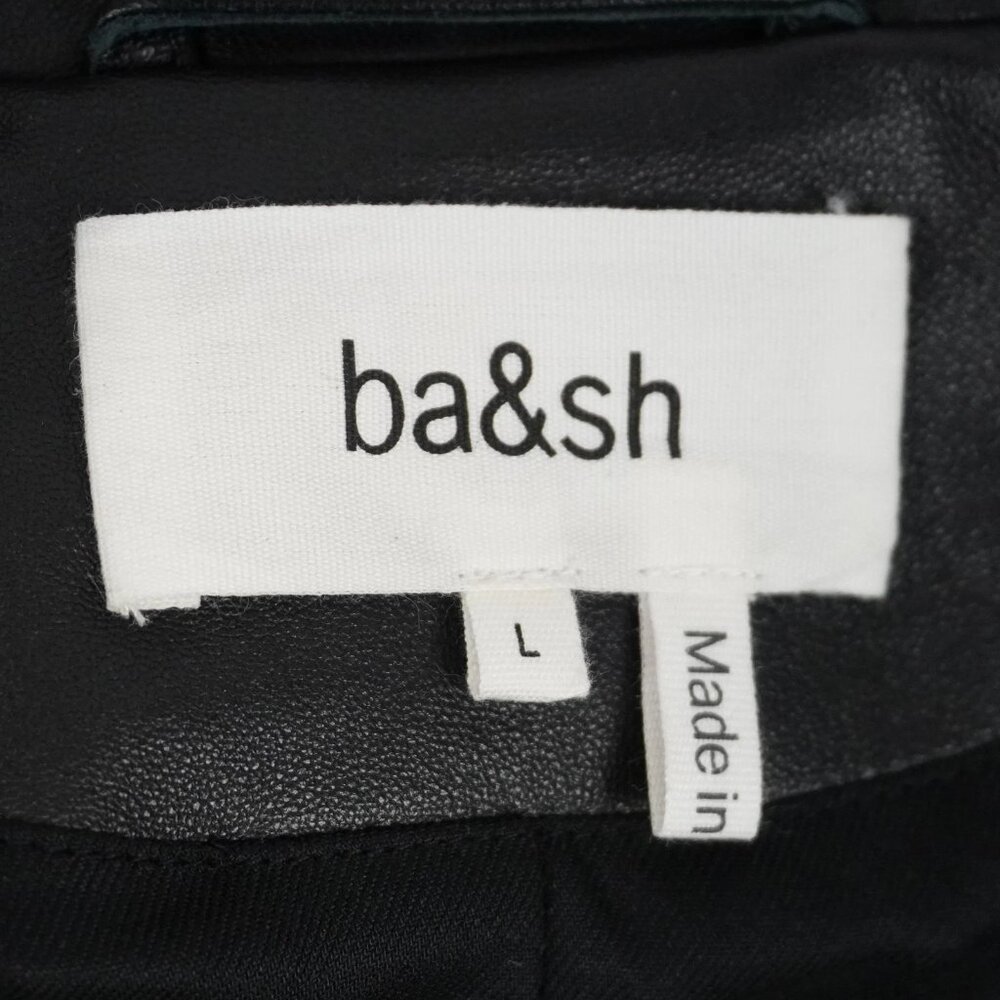 ba&sh Alexia Structured Cropped Leather Jacket in Black With Button Closure - Picture 8 of 12